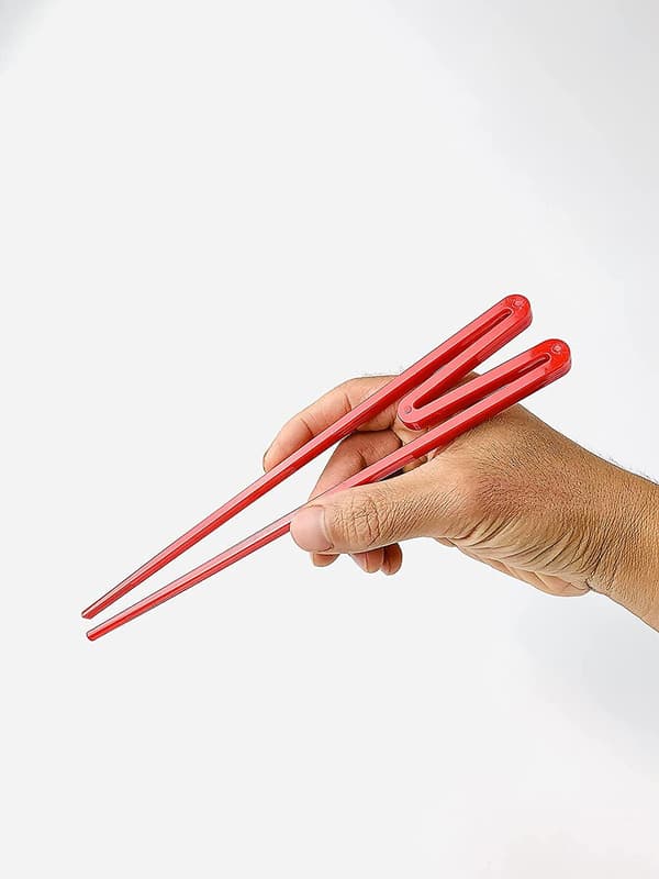 Træningspinde til voksne og børn, 2 par genanvendelig sammenkoblet plastik, sort [JUN]