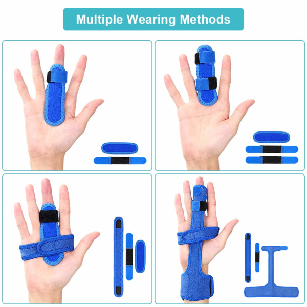 Handledsstöd, handledsstöd karpaltunnel, justerbar handledsstabilisator med avtagbar metallskena Fingerskenor långfinger blå