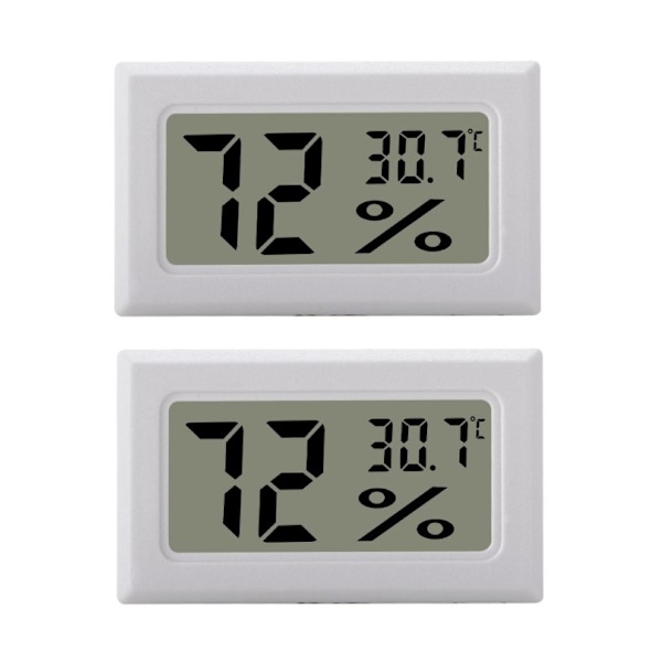 Mini LCD Hygrometer / Termometer Hvid 2-pak