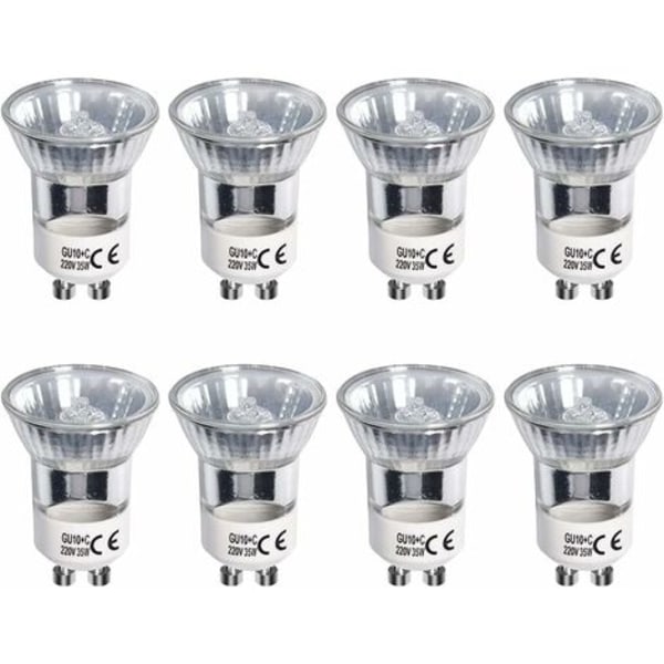 Pakke med 8 GU10 Halogenlamper Reflektor 35W Varmt Hvit 2700K