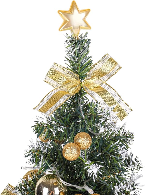 Mini Kunstig Juletre med LED-lys, 40 cm Gull Borddekor [JUN]