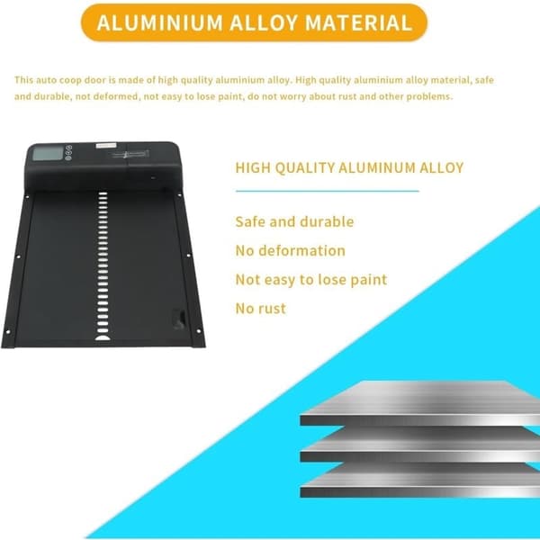 Automatisk hønsehusdør med timer, aluminiumslegering IP45 vandtæt LED-display - WELLNGS