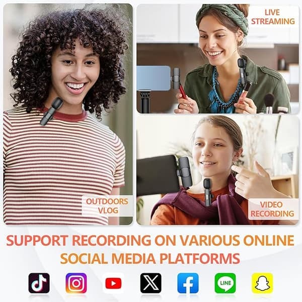 Wireless Lavalier Microphone - Lightning & USB-C – Mini Mic Compatible iPhone/Android, Video, TikTok, Vlog, YouTube_Special Gifts