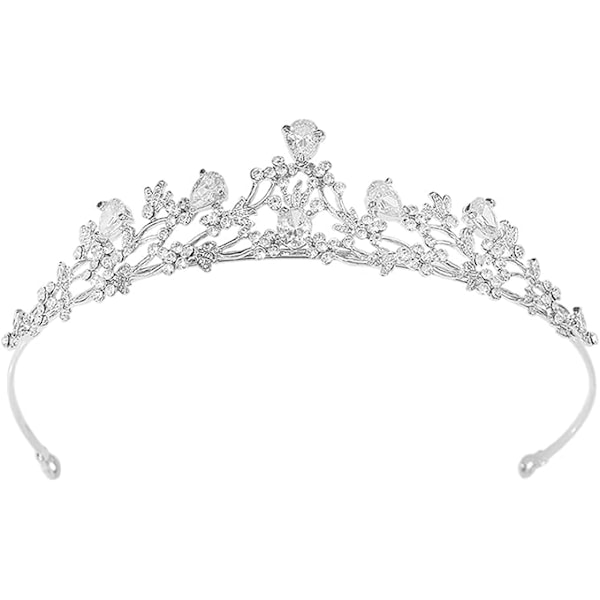 1 Stycke Prinsesskrona Dam Rapunzel Kostym Brudkrona Fe Silver Tiara Damkarneval Silverkrona, 13*3.3cm, Legering, Kristall