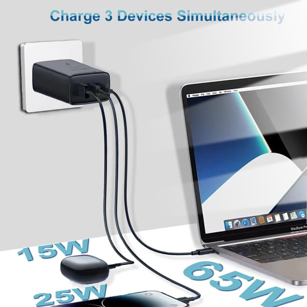 65W Superrask USB-C-lader kompatibel med Samsung Galaxy- og Tab-serien[JUN] 65w black