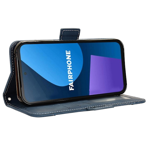 Etui til Fairphone 5, anti-ripes Folio Flip PU Lærdekoffert Blue