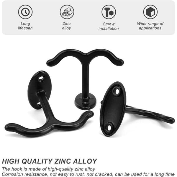 Ceiling Hook, 5-Piece Screw Hook, Double Claw Design, Zinc Alloy Ceiling Hook for Ceiling Fans, Flower Baskets, Coats