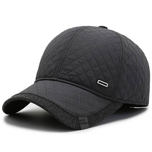 2 STK Ældre mænd Cap med vindafvisende øreklapper SVART&GRÅ black&grey