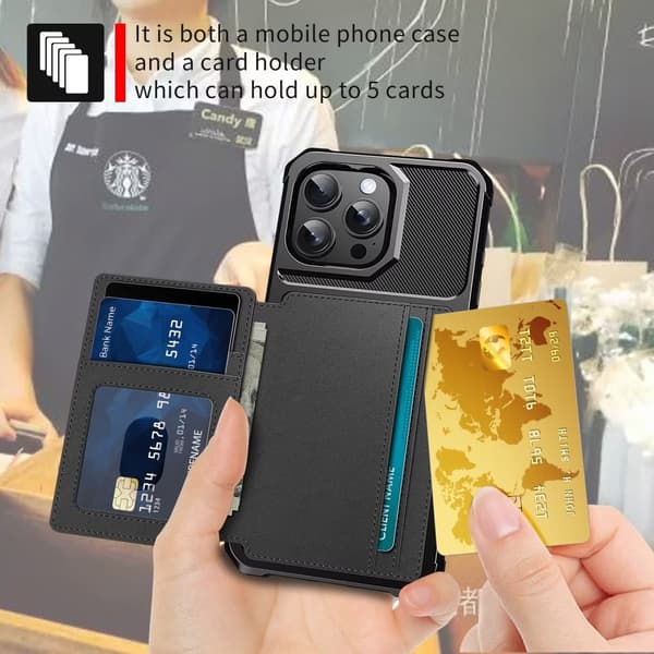 iPhone 12 - Støtsikkert deksel med 4 rom og RFID-beskyttelse, Svart[JUN] LightGrey