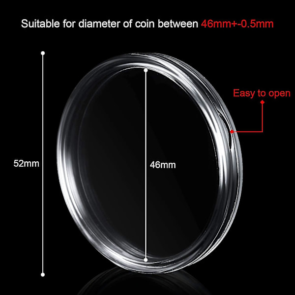 40 st 46 mm myntkapslar i 8 storlekar