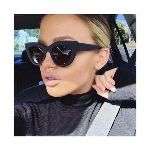 Brändi Designer Vintage Cateye Musta Aurinkolasit Naiset UV400 Oculos-Musta