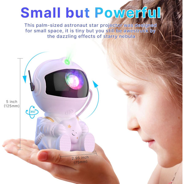 Astronaut Galaxy Projektor Stjernehimmel Nattlampe Projektor med Fjernkontroll, USB-drevet 360° Justerbar Rommann Lysprojektor