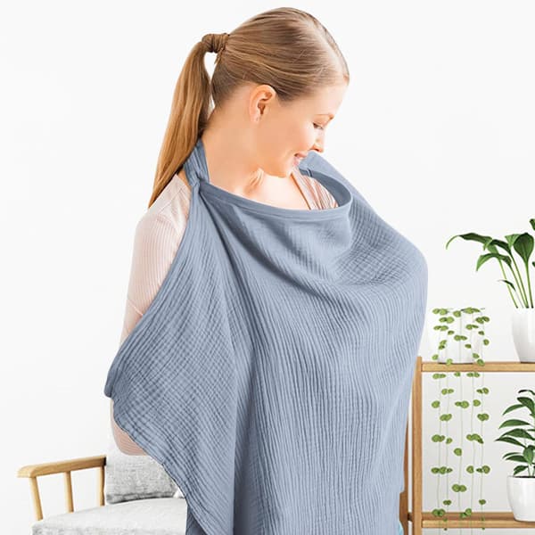 Pustende ammeklær i muslin med solid brem[JUN] Light Blue
