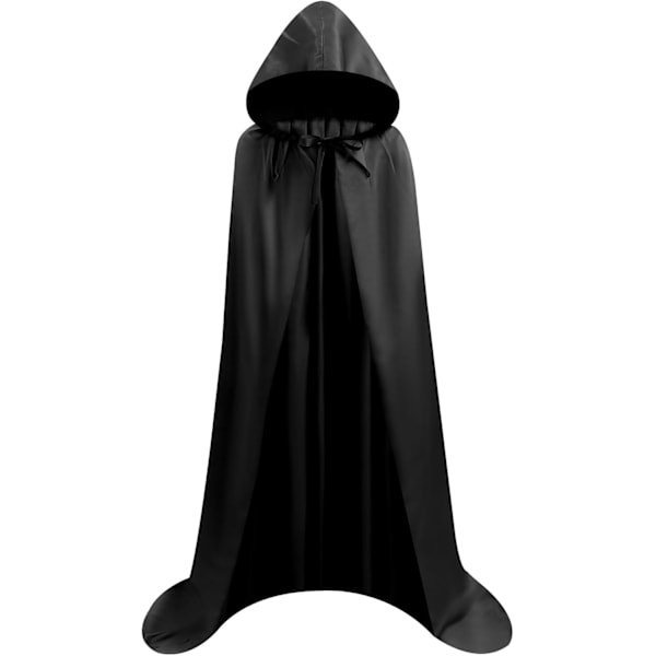 Lang sort kappe med hætte middelalderlig vampyr heks kostume dame halloween kostume karneval jul voksen L