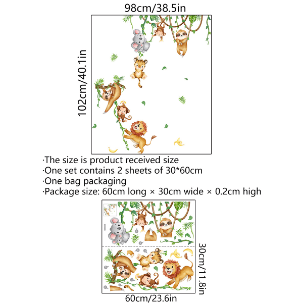 Djungel djur väggdekaler vinyl väggdekal koala lejon apa sloth väggdekor sovrum barn baby barnkammare vardagsrum
