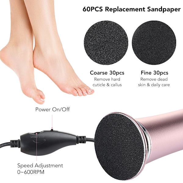 12V Elektrisk Fodfil, Hårdhudsfjerner, Pedicure, Fodpleje, Pedicure Sæt