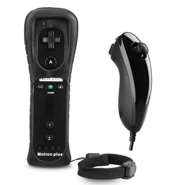Trådløs Game Controller med Motion Plus og Indbygget Joystick - Sort[JUN] A Set Black