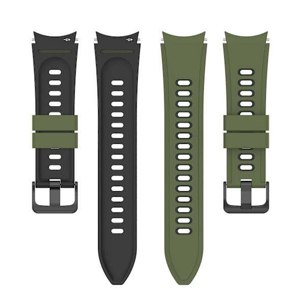 Kaksivärinen silikoniranneke Galaxy Watch4/5/6 40mm 44mm/Watch6 Classic 43mm 47mm/Watch 5 Pro 45 -kelloille Army Green Black