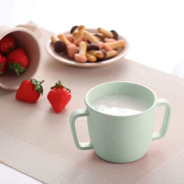 Two-handled mug in solid color drinking cup Milk coffee cup, Practical and popular Green