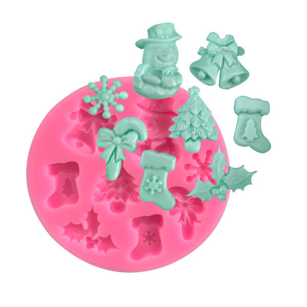 Julgran Snögubbe Jingle Bells Strumpor Snöflinga Flytande Form för Hantverk Dekorationsmodell (Rosa)
