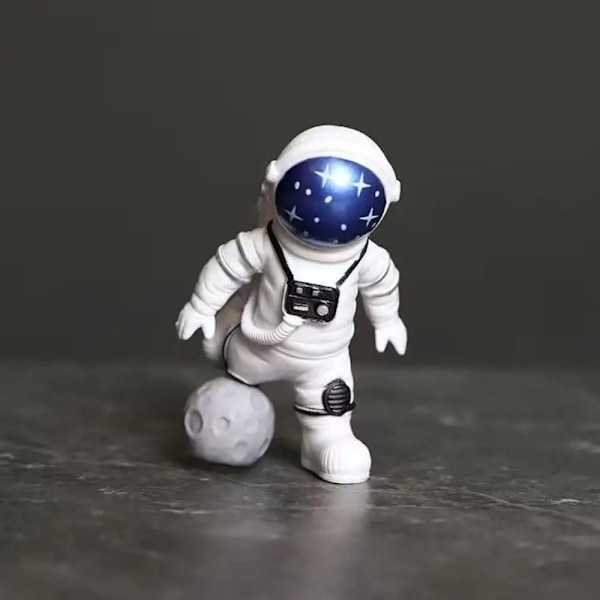 Astronautfigur Jul Harts Spaceman Måne Skulptur Dekorativ kosmonautstatyer Miniatyrer Present till barn Leksak Heminredning