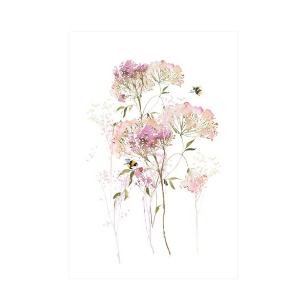 Summer Thornton Wild Meadow Print 40cm x 30cm White/Rosa Whi