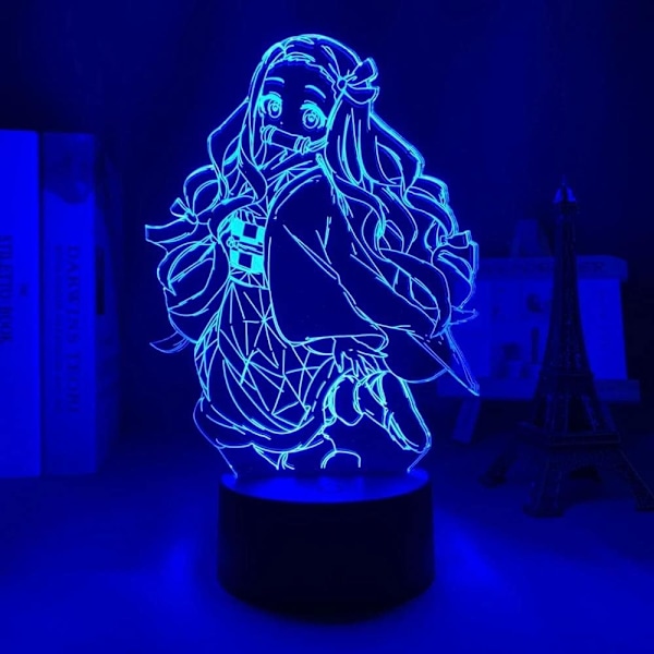 Anime Demon Slayer Nezuko Kamado Lampe Kul 3D Illusjon Nattlampe