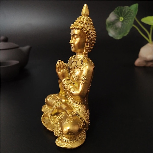 Gyllene Thailand Buddha Staty Hem & Trädgård Dekoration Meditation Buddha Skulptur Hindu Fengshui Figur Ornament Hantverk