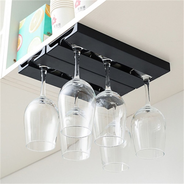 Veggmontert vinglassholder svart black