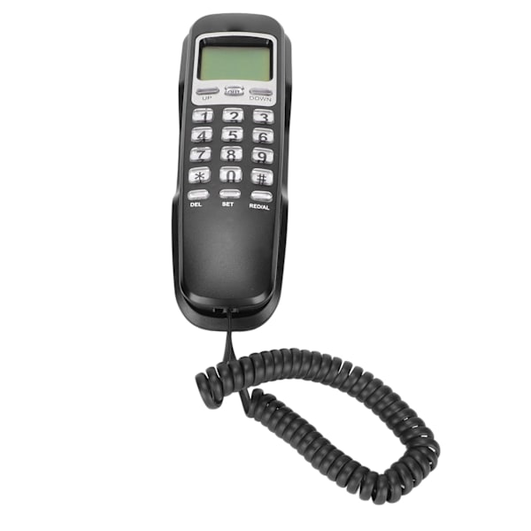 Sladdtelefon med Flip LCD-skärm Liten Trådbunden Fasttelefon för Hemmakontor Noir 0.3