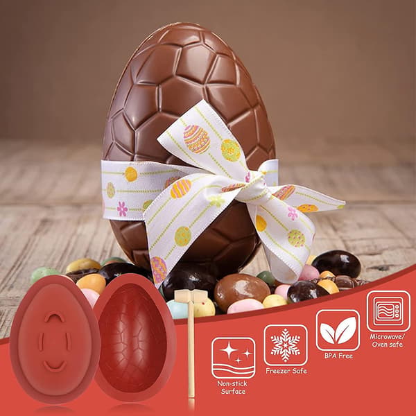 3D Dinosaur Egg Sjokoladeform for Baking, Kompatibel med Påske, Bursdag, Julegodbiter[JUN]