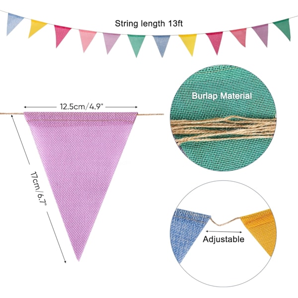 Vimpelbannerflagg Pastell - Fargerike trekantbannere for bursdager Skolekarneval Girlander Utendørs Bunting Festdekorasjoner 4 strenger