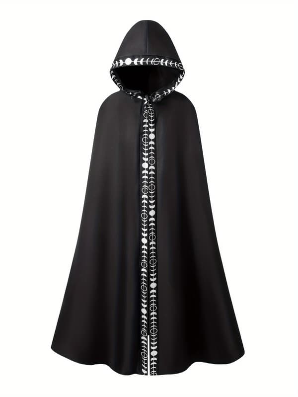 Hættekape til voksne Middelalder Renæssance Cosplay Kostume til Halloween og Rollespil XL Black