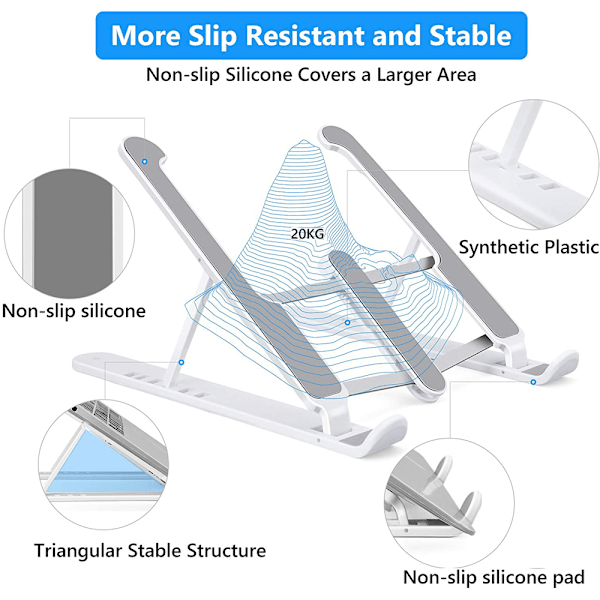 Bærbar PC-stativ, bærbar PC-stativ skrivebord justerbar ventilert