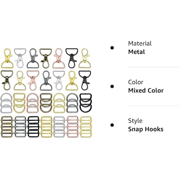 56 delar D-ringar för handväska Väska Hårdvara Handväska för väskatillverkning Spännen Hantverk (blandad färg, 25 mm)