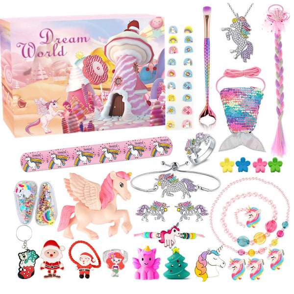 2023 Amazon Julkalender Nedräkning Blind Box Enhörning Is och Snö Ornament Flickor Semestergåva Leksak XT-86-1 Unicorn Blind Box 423g