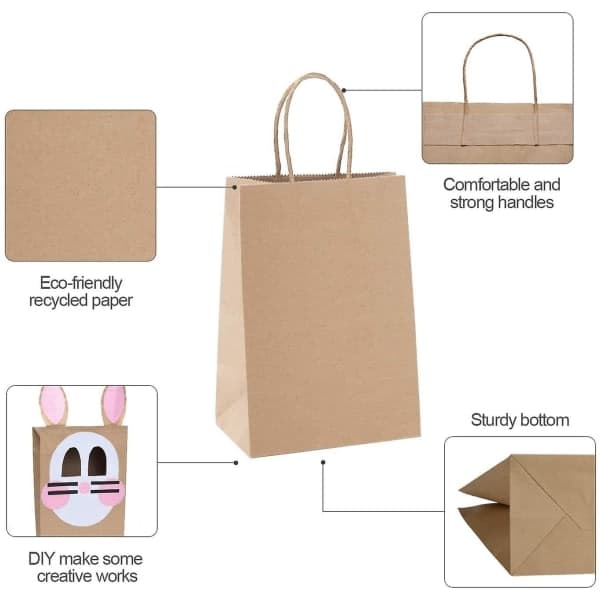 50 presentpåsar av kraftpapper med tvinnade handtag [JUN]