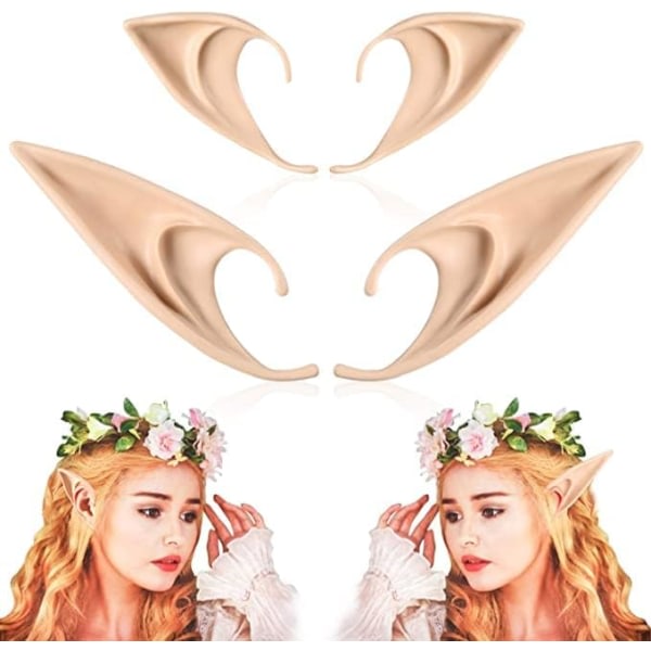 Par Elf Ears - Medium och Long Style Cosplay Fairy Pixie Elf Ears Mjuka spetsiga ?ron Anime Party Dress Up Kostym Maskerad Accessoarer Elven Vampir