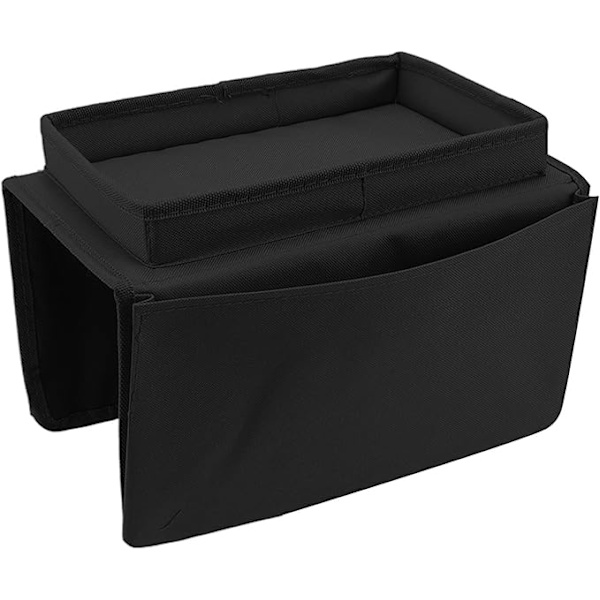 Soffbricka Bordsklämma på Sidobord, Hopfällbart Soffarmsbord Avtagbar Armstödsbricka för Att äta och Dricka sort black