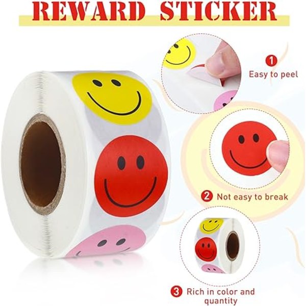 1500 st. Happy Smile Face Stickers Små Happy Face Stickers Mi