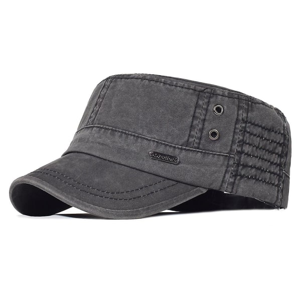 Militær caps i bomull for menn Cadet Hat Trucker Dad Hat black