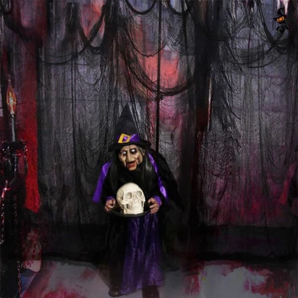 Halloween Stoffdekorasjon, 200 x 500 cm Svart Stoff[JUN]