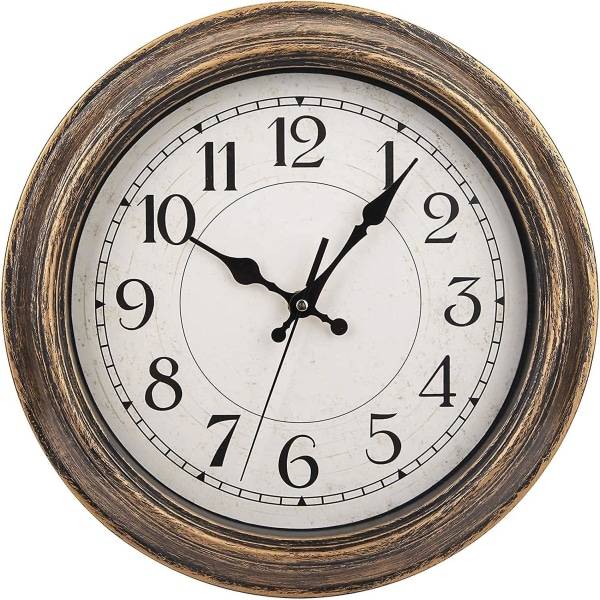 12 tommers retro veggklokke, vintage rund dekorativ veggklokke
