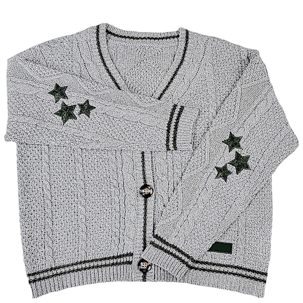 Taylor Swift Cardigan - Stickad Mysig Cardigan, Lätt Slapp Höst Cardigan Tröja Grå Gray L