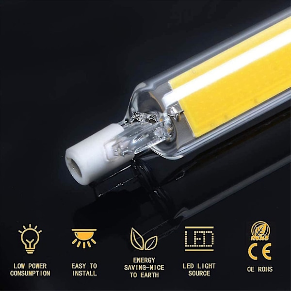 2-pakke 10W 78mm R7s LED-lamper Dimmbare Kaldt Hvit 6000-6500k 100W Halogen J78 Erstatning, Dobbelt-Endet R7s Base Rør, 360 Graders Strålevinkel, Energibesparende