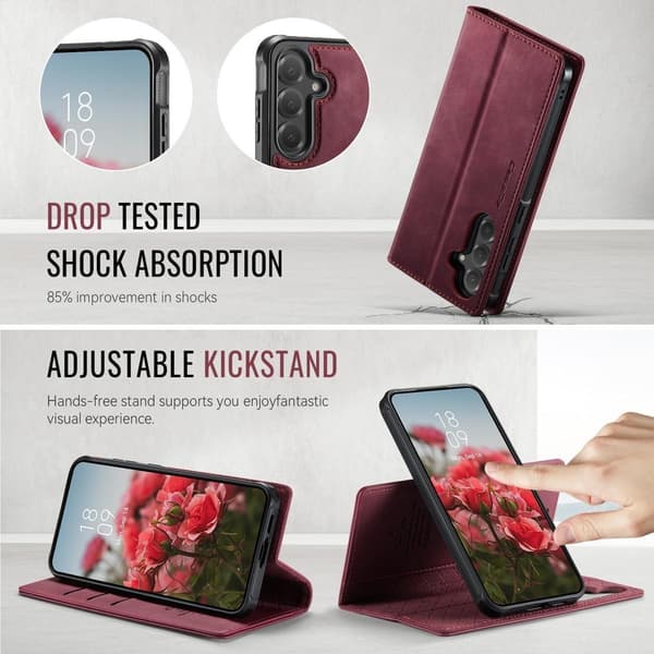 Magnetiskt plånboksfodral för Samsung Galaxy S25FE med kortfack & RFID[JUN] blå