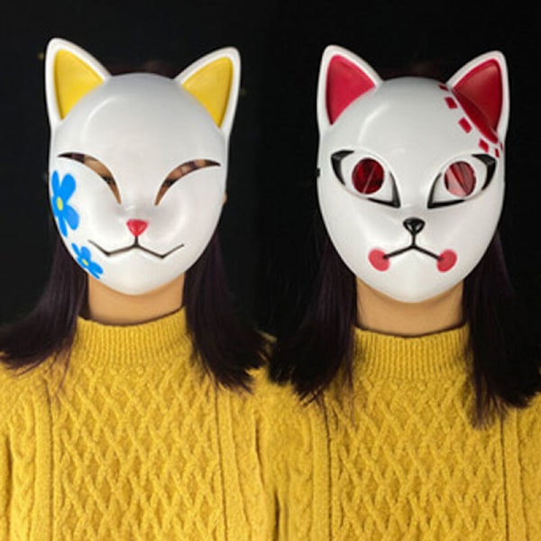 Halloween Mask Demon Slayer Kimetsu no Yaiba Räv Cosplay Kostym Makomo