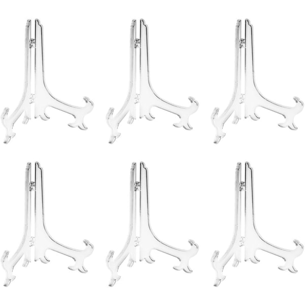 Gennemsigtig plaststafli eller stativ til fotos eller andre genstande til bryllup, boligindretning, fødselsdage, bord (sæt med 6) Klar 3 tommer