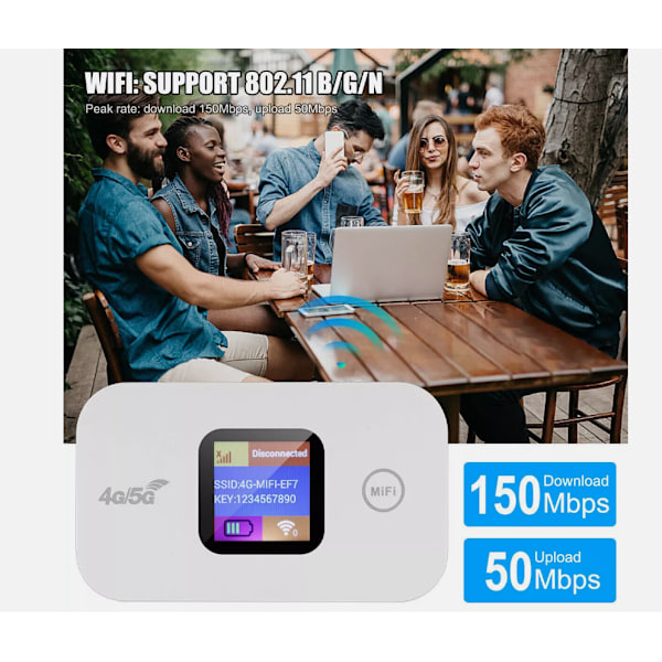 Mobil WiFi-router Bærbar 4G/5G LTE Router Mobil WiFi Hotspot 150 Mbps