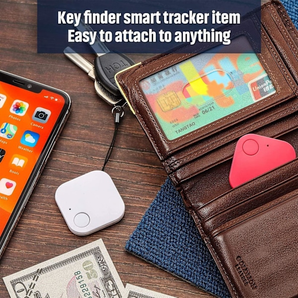 4-pakks nøkkel finner, smart Bluetooth-sporer med påminnelse om tapte varsel, objektlokalisering, kompatibel med iOS og Android